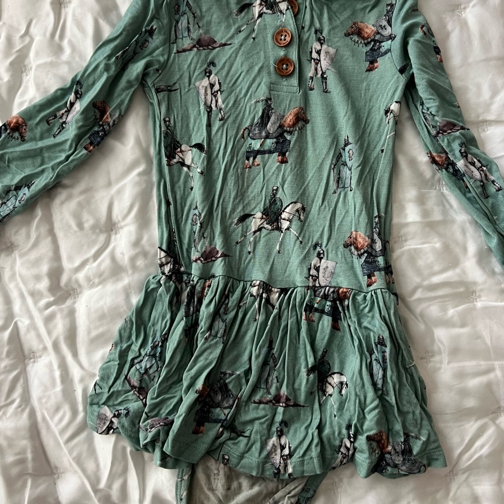 Posh Peanut Teal Dress with Equestrian Print